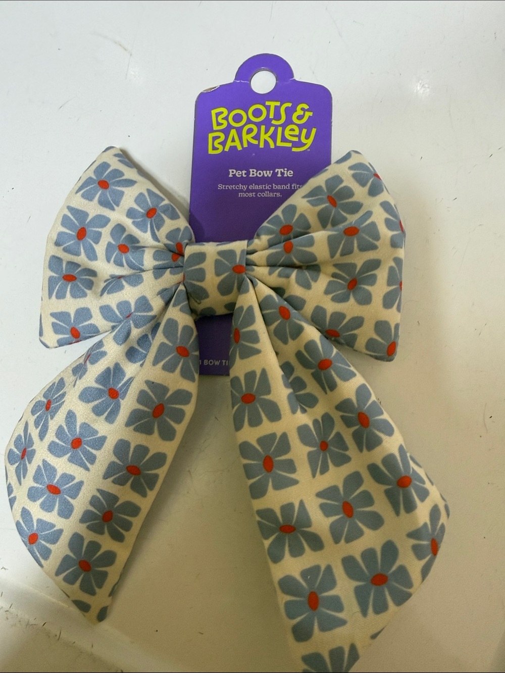 Boots & Barkley Floral Pet Bow Tie in Cream, Blue & Orange